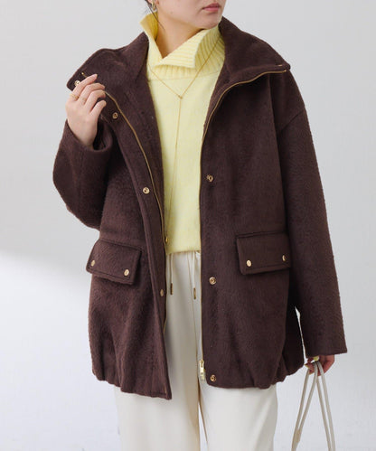 【可水洗針織】羊毛混紡開叉高領針織衫