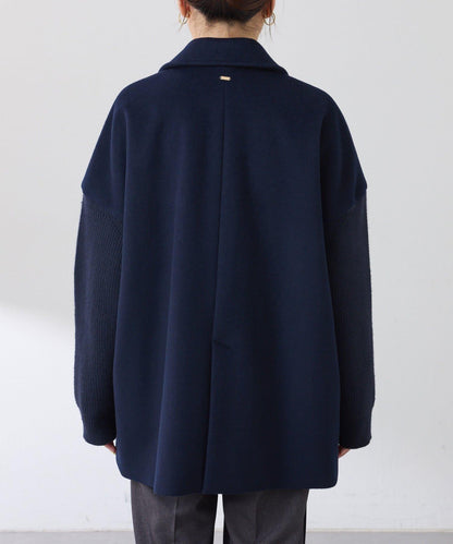 【羊毛混紡】針織袖雙排扣大衣