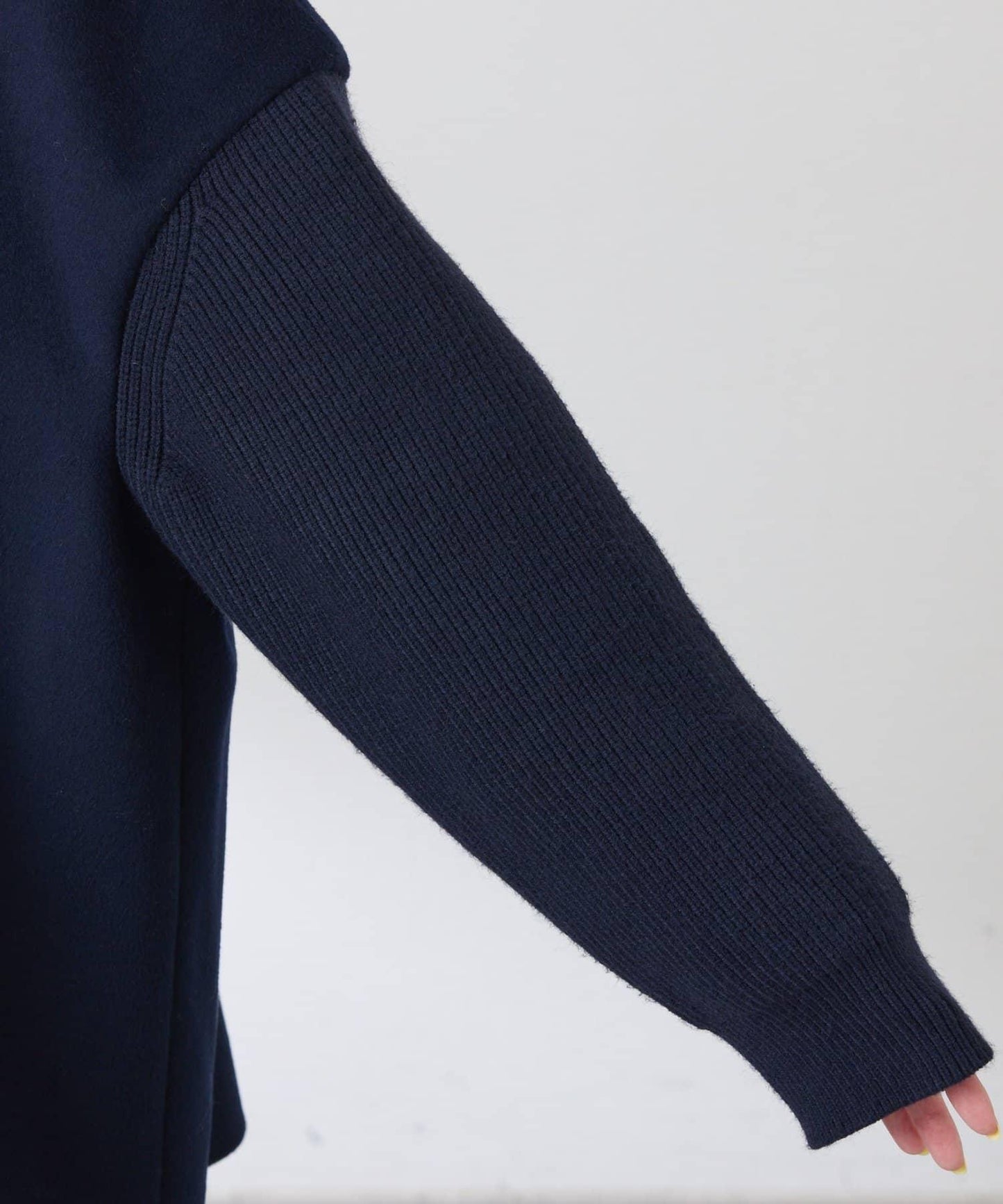 【羊毛混紡】針織袖雙排扣大衣