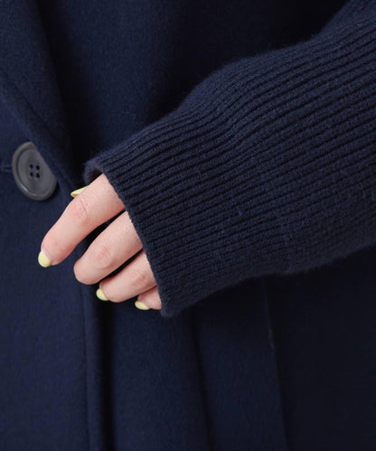 【羊毛混紡】針織袖雙排扣大衣