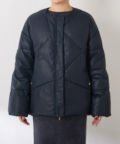 【輕量外套】輕質壓花無領羽絨服