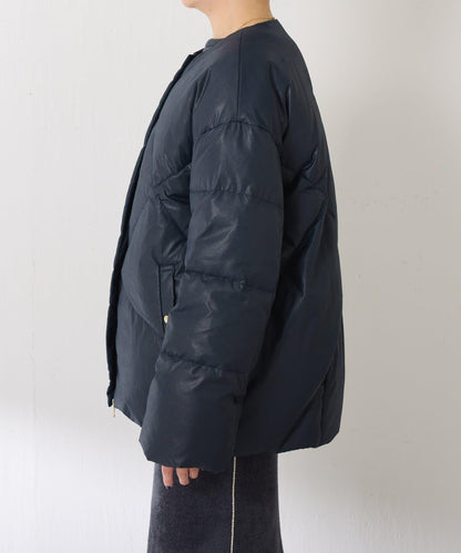 【輕量外套】輕質壓花無領羽絨服