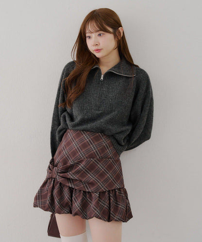 柔軟觸感仿犛牛絨半拉鍊針織衫