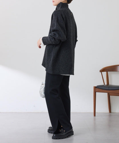【可水洗針織】羊毛混紡開叉高領針織衫