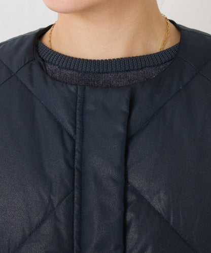 【輕量外套】輕質壓花無領羽絨服