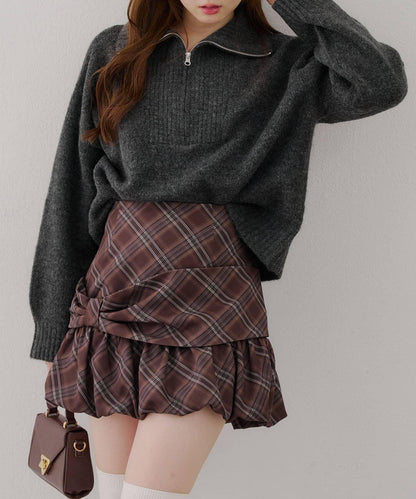 柔軟觸感仿犛牛絨半拉鍊針織衫