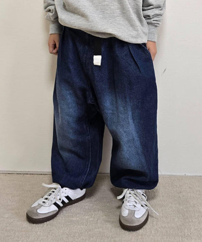 【KIDS】【有青少年尺碼】寬鬆繫帶腰帶長褲