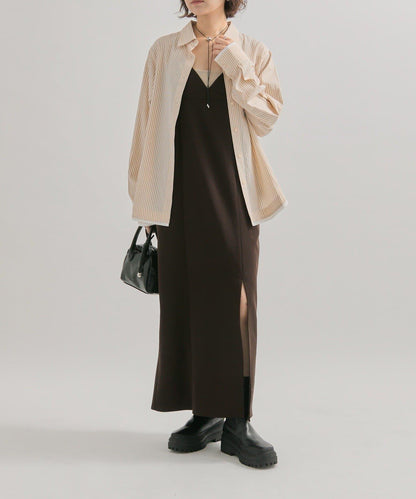 網紗刺繡條紋襯衫