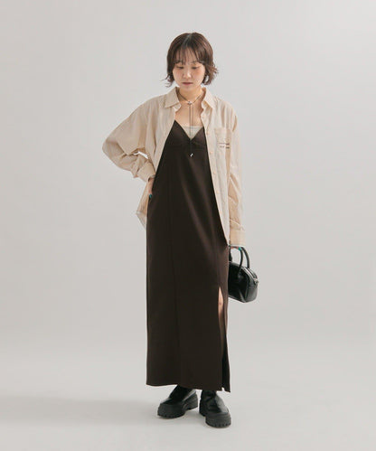 網紗刺繡條紋襯衫