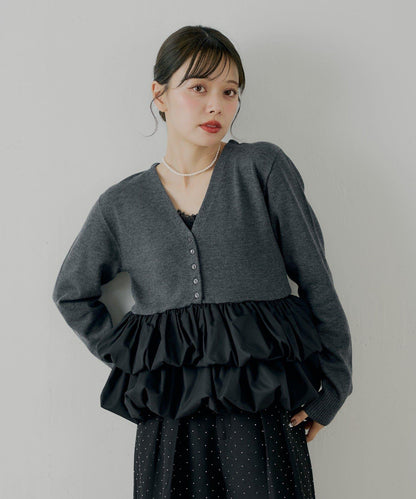 【SALON by Chico】荷葉邊拼接長款上衣