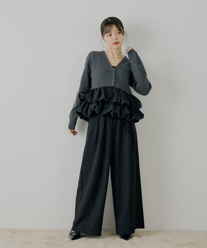 【SALON by Chico】荷葉邊拼接長款上衣