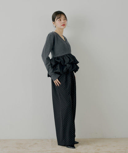 【SALON by Chico】荷葉邊拼接長款上衣