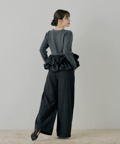 【SALON by Chico】荷葉邊拼接長款上衣