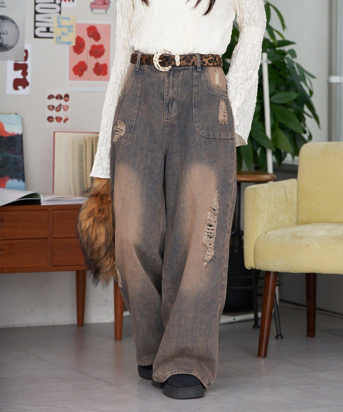 【neutral by ciaopanic】復古風寬鬆牛仔褲