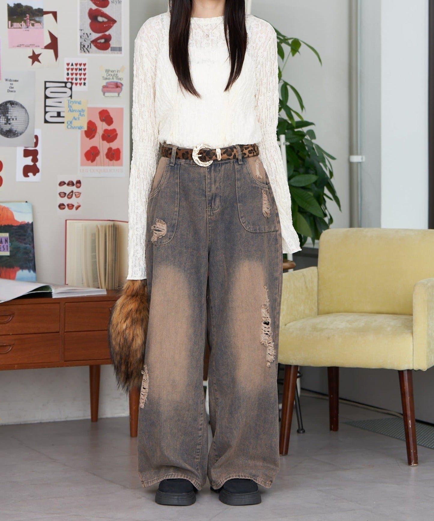 【neutral by ciaopanic】復古風寬鬆牛仔褲