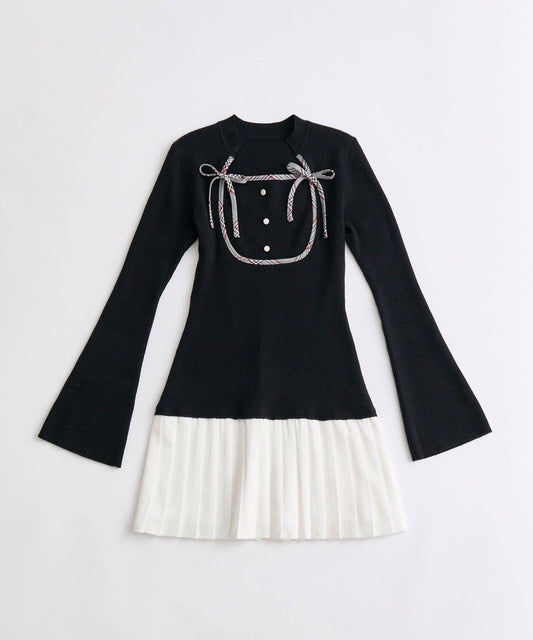 【Belle Charme】蝴蝶結針織連衣裙