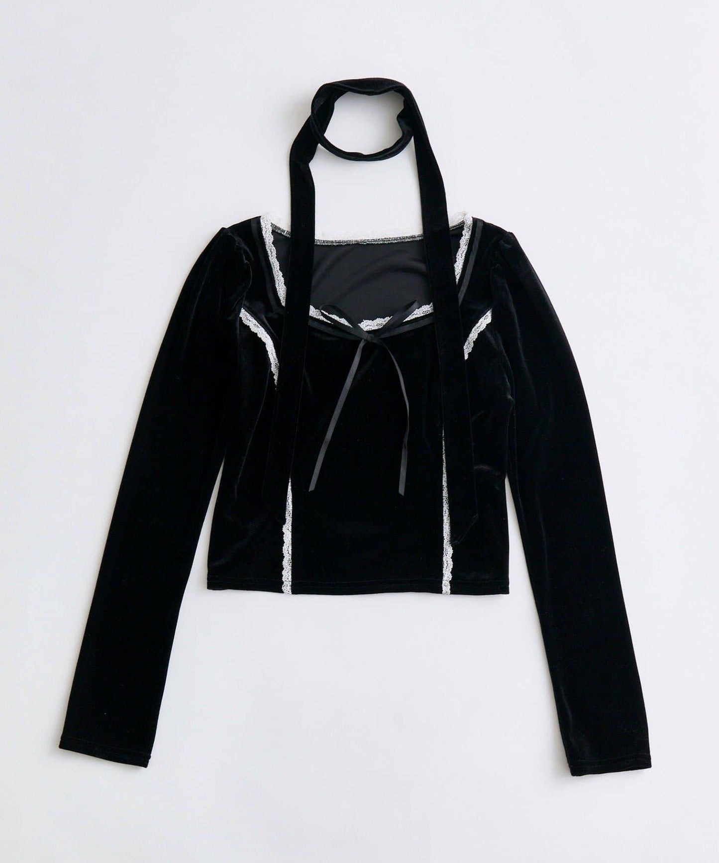 帶領結天鵝絨上衣