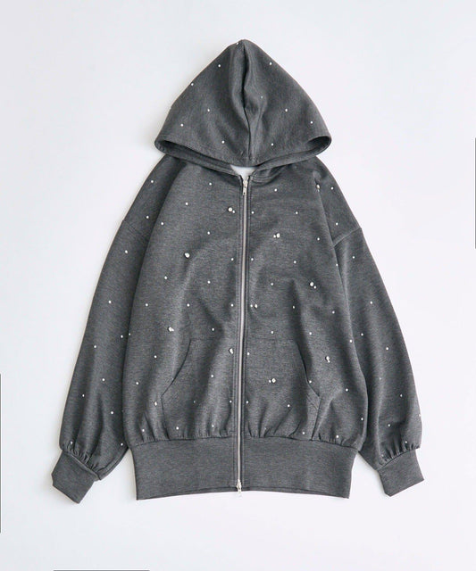 亮片拉鍊連帽衫