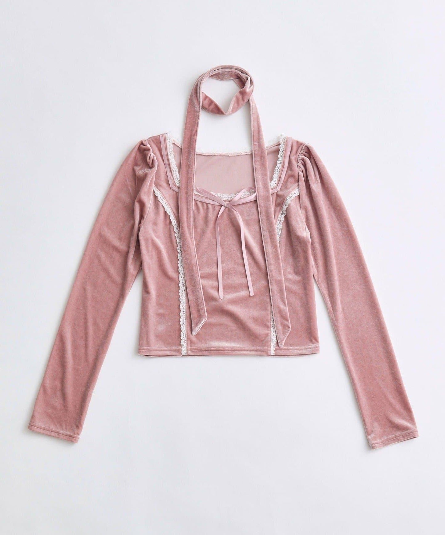 帶領結天鵝絨上衣