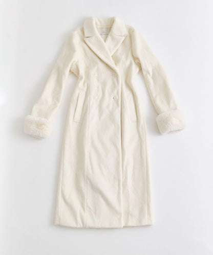 【Belle Charme】修身腰部毛絨裝飾大衣