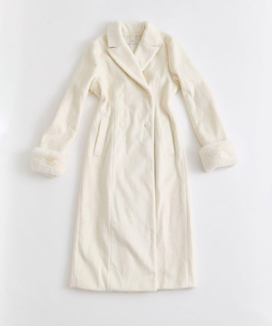 【Belle Charme】修身腰部毛絨裝飾大衣