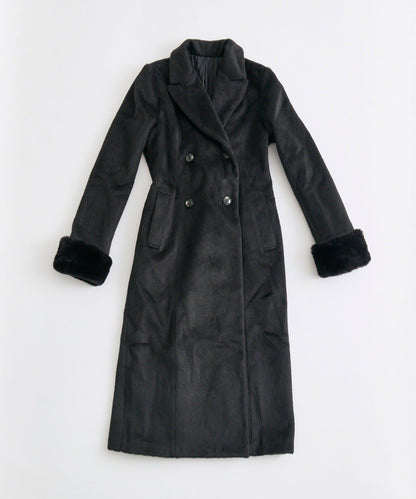 【Belle Charme】修身腰部毛絨裝飾大衣