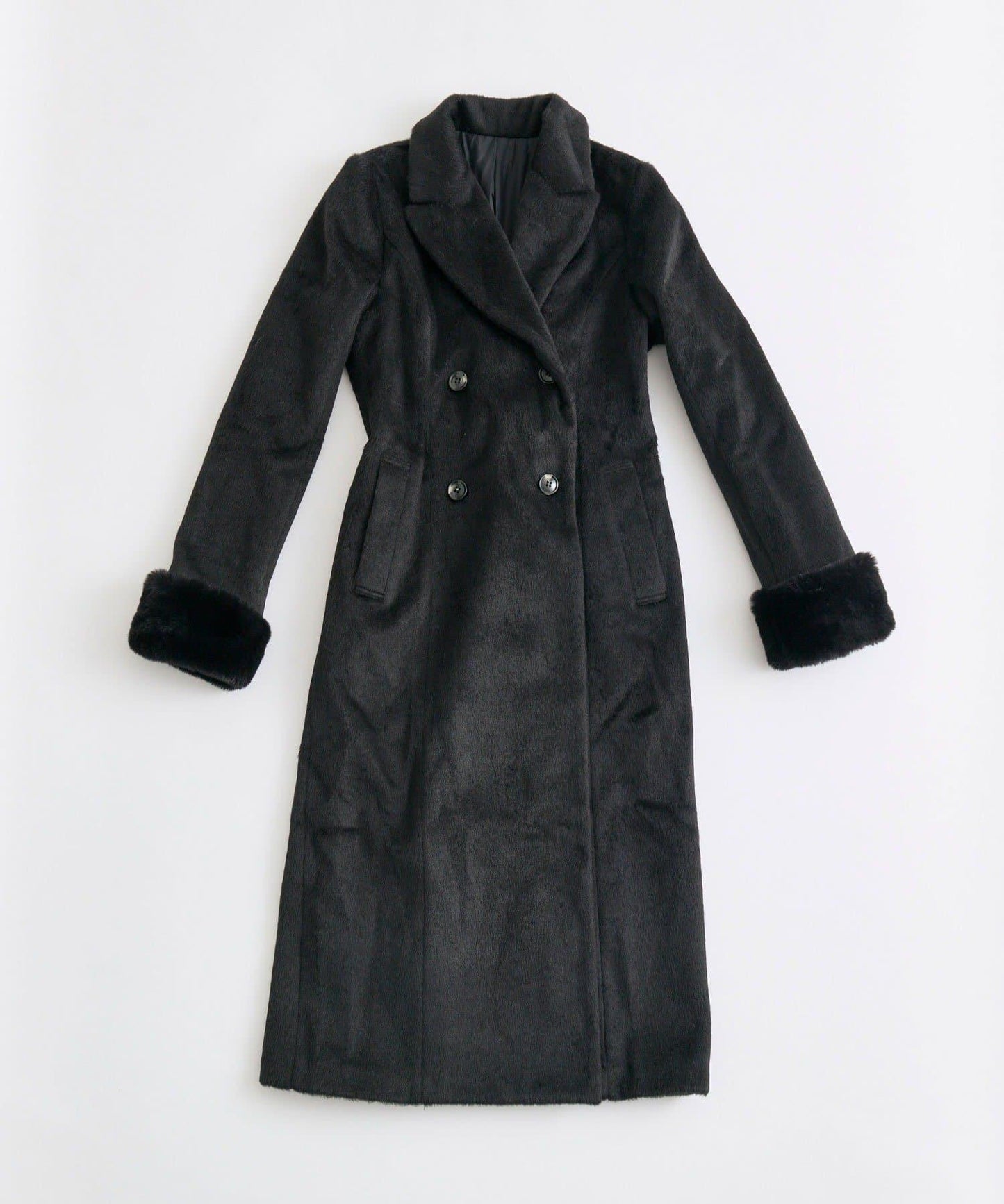 【Belle Charme】修身腰部毛絨裝飾大衣