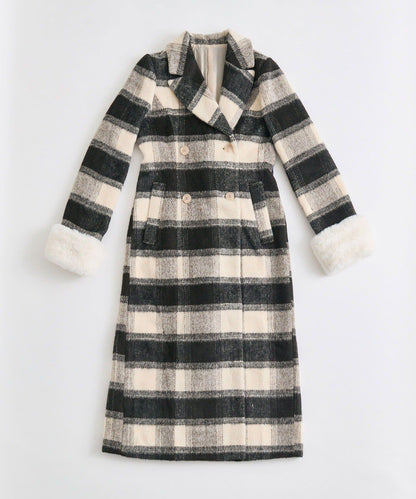 【Belle Charme】修身腰部毛絨裝飾大衣