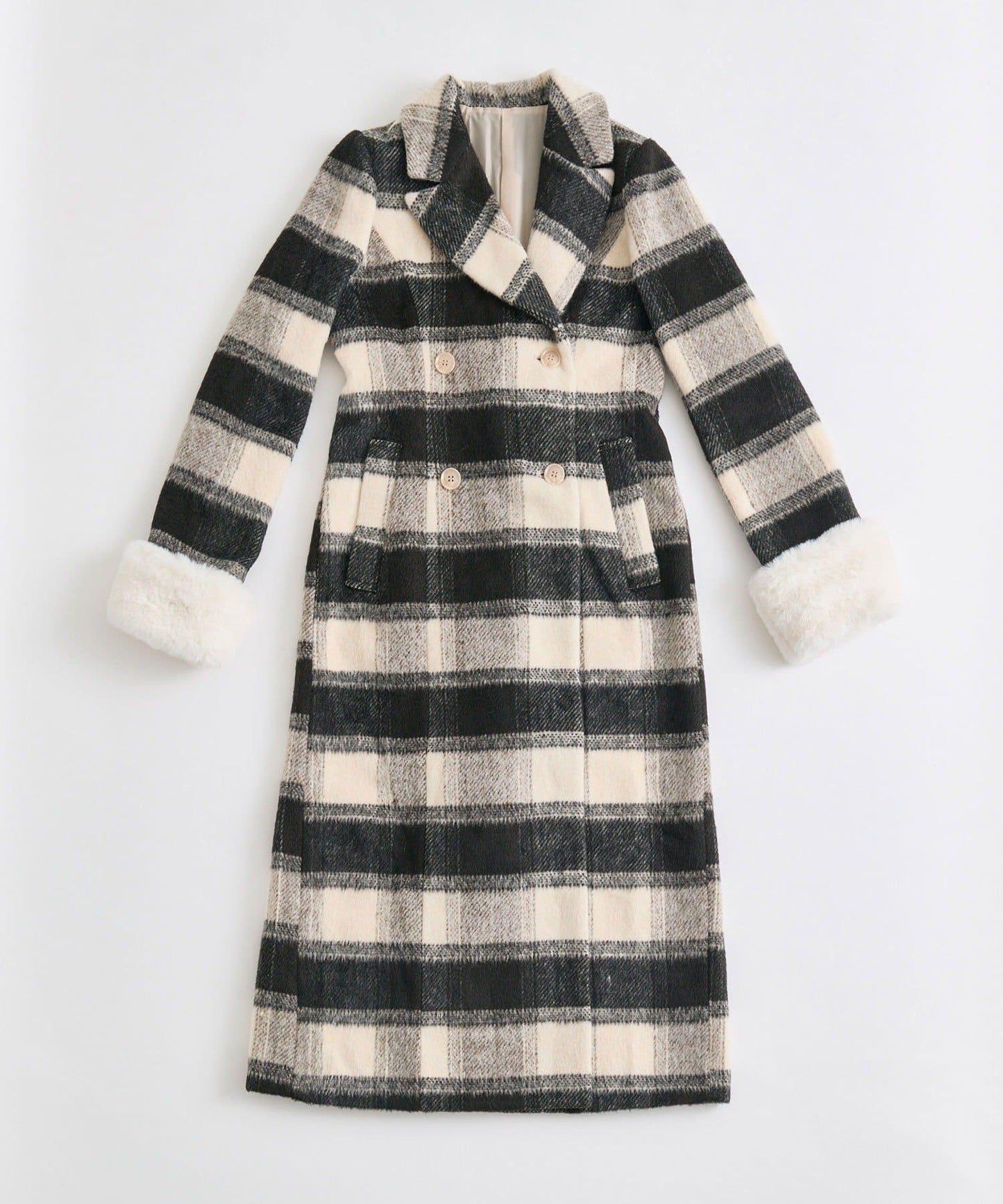 【Belle Charme】修身腰部毛絨裝飾大衣