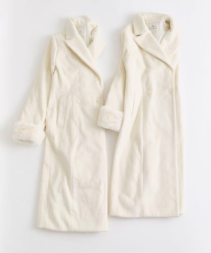 【Belle Charme】修身腰部毛絨裝飾大衣