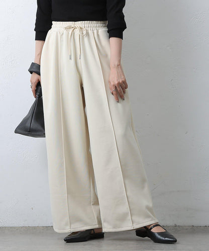 中縫針織寬腿褲