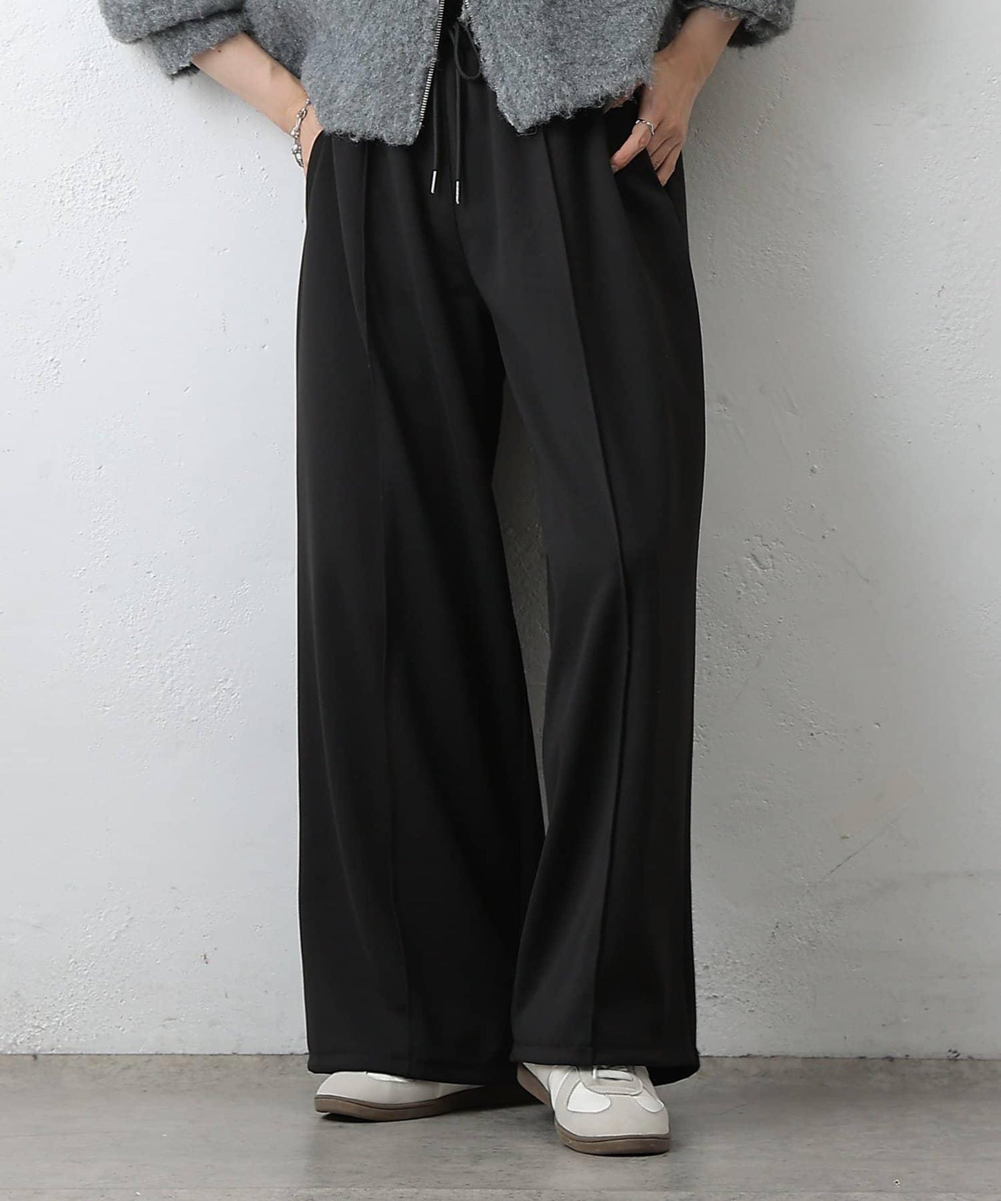 中縫針織寬腿褲