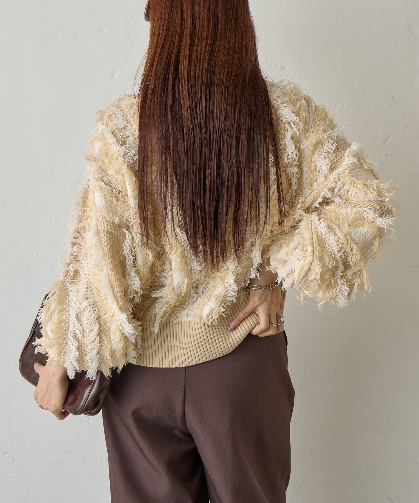 流蘇提花針織套頭衫