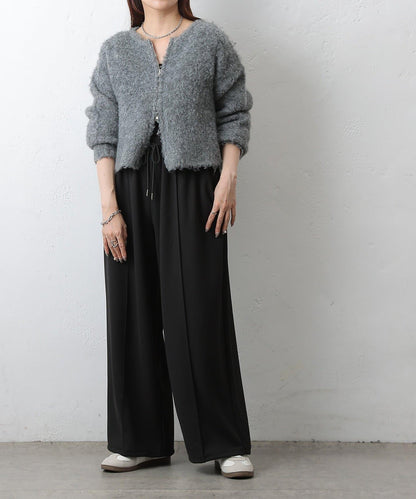 中縫針織寬腿褲