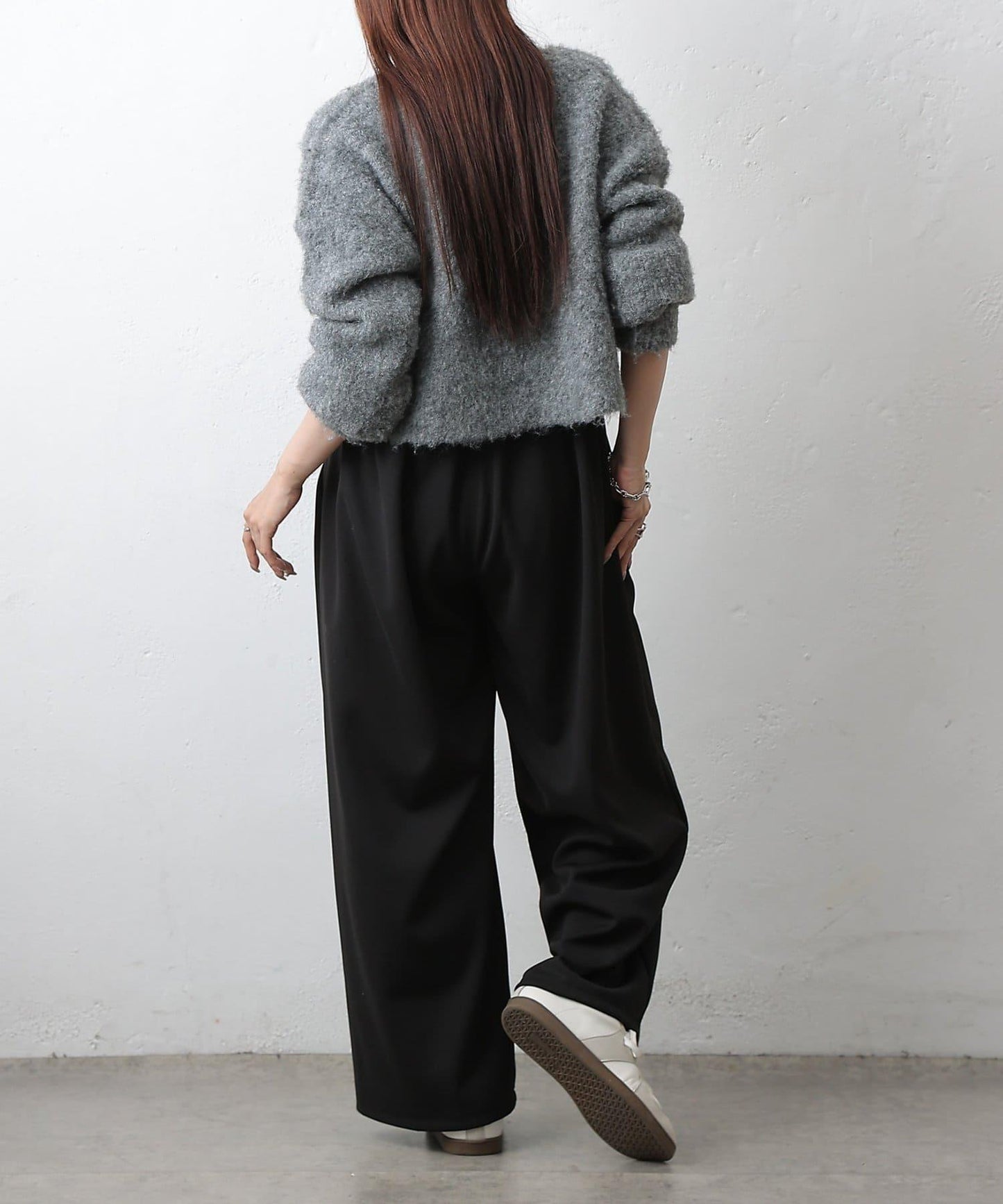 中縫針織寬腿褲