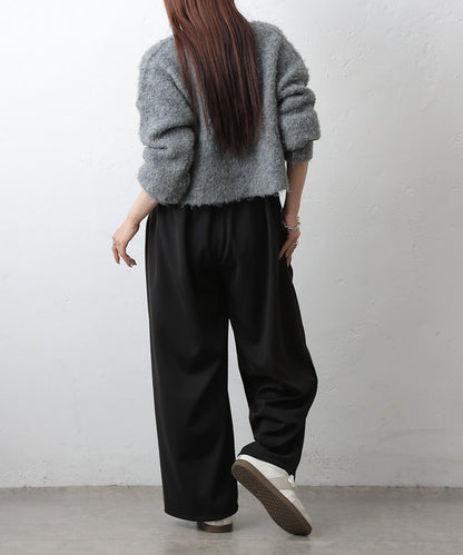 中縫針織寬腿褲