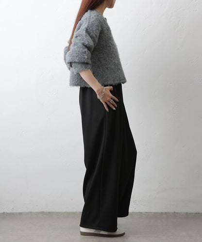 中縫針織寬腿褲