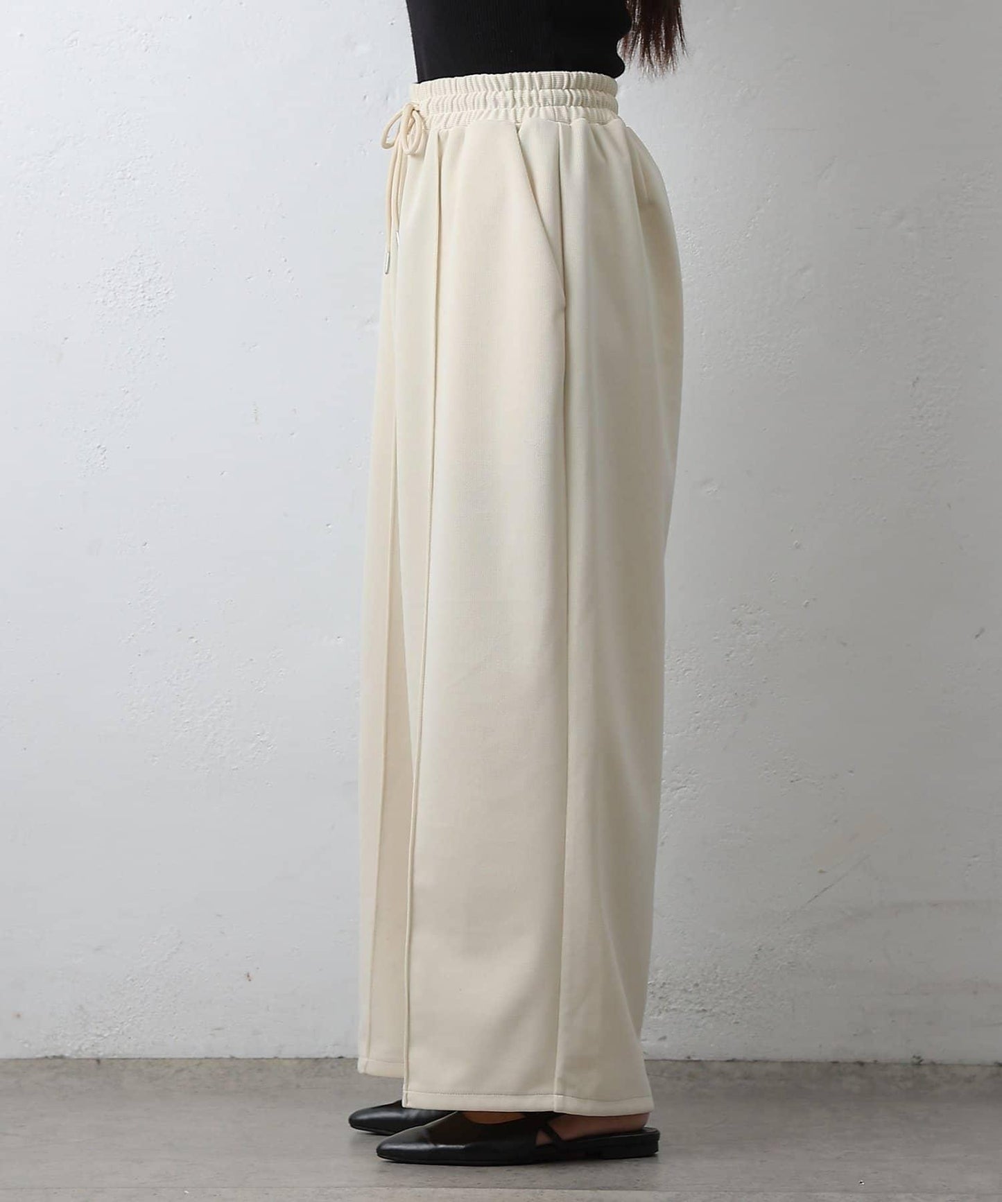 中縫針織寬腿褲