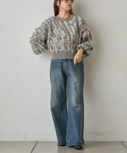 流蘇提花針織套頭衫