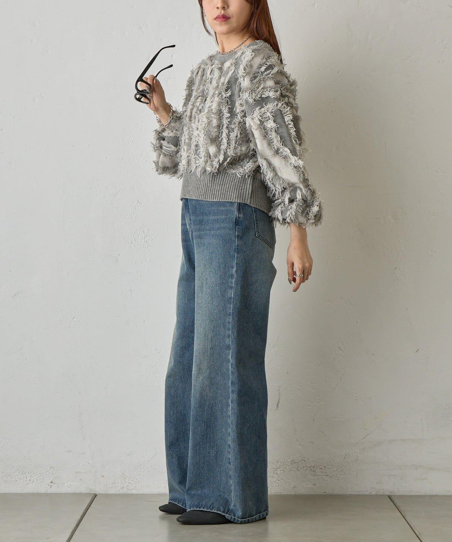 流蘇提花針織套頭衫