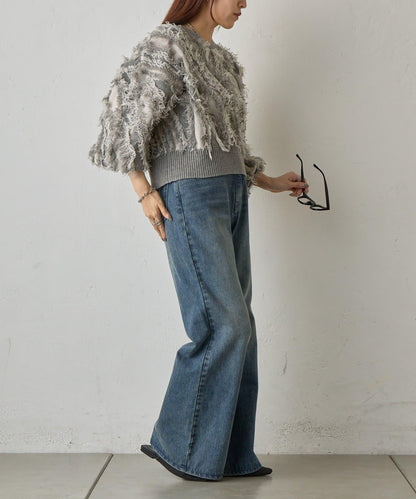 流蘇提花針織套頭衫