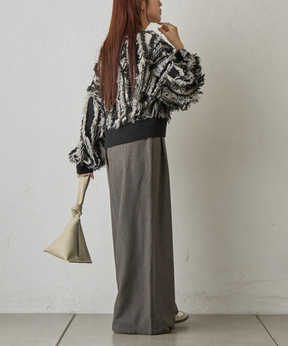 流蘇提花針織套頭衫