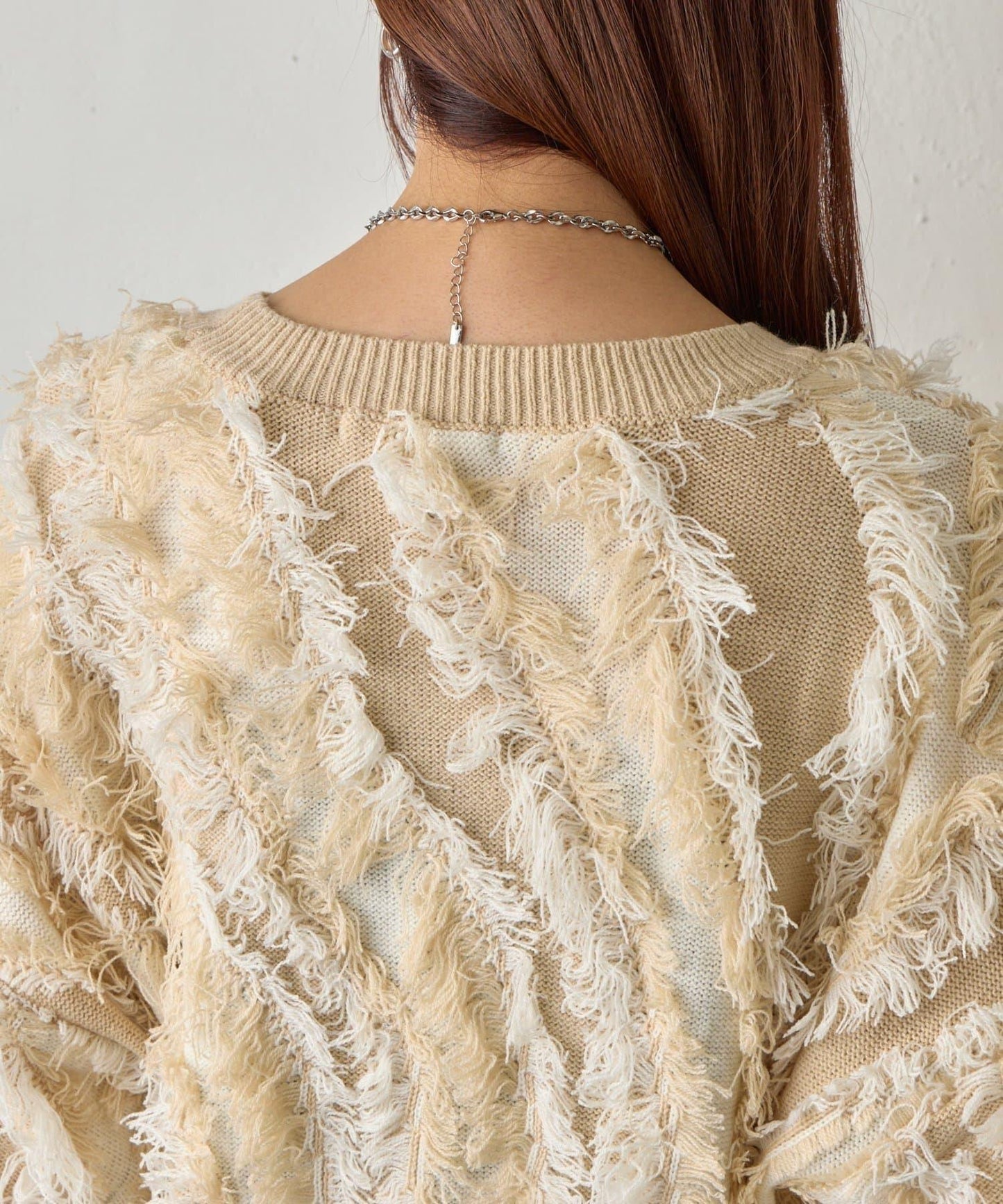 流蘇提花針織套頭衫