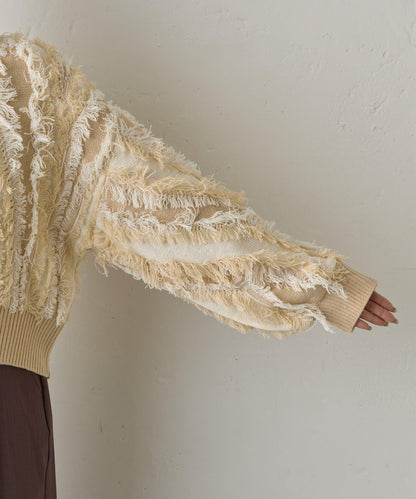 流蘇提花針織套頭衫