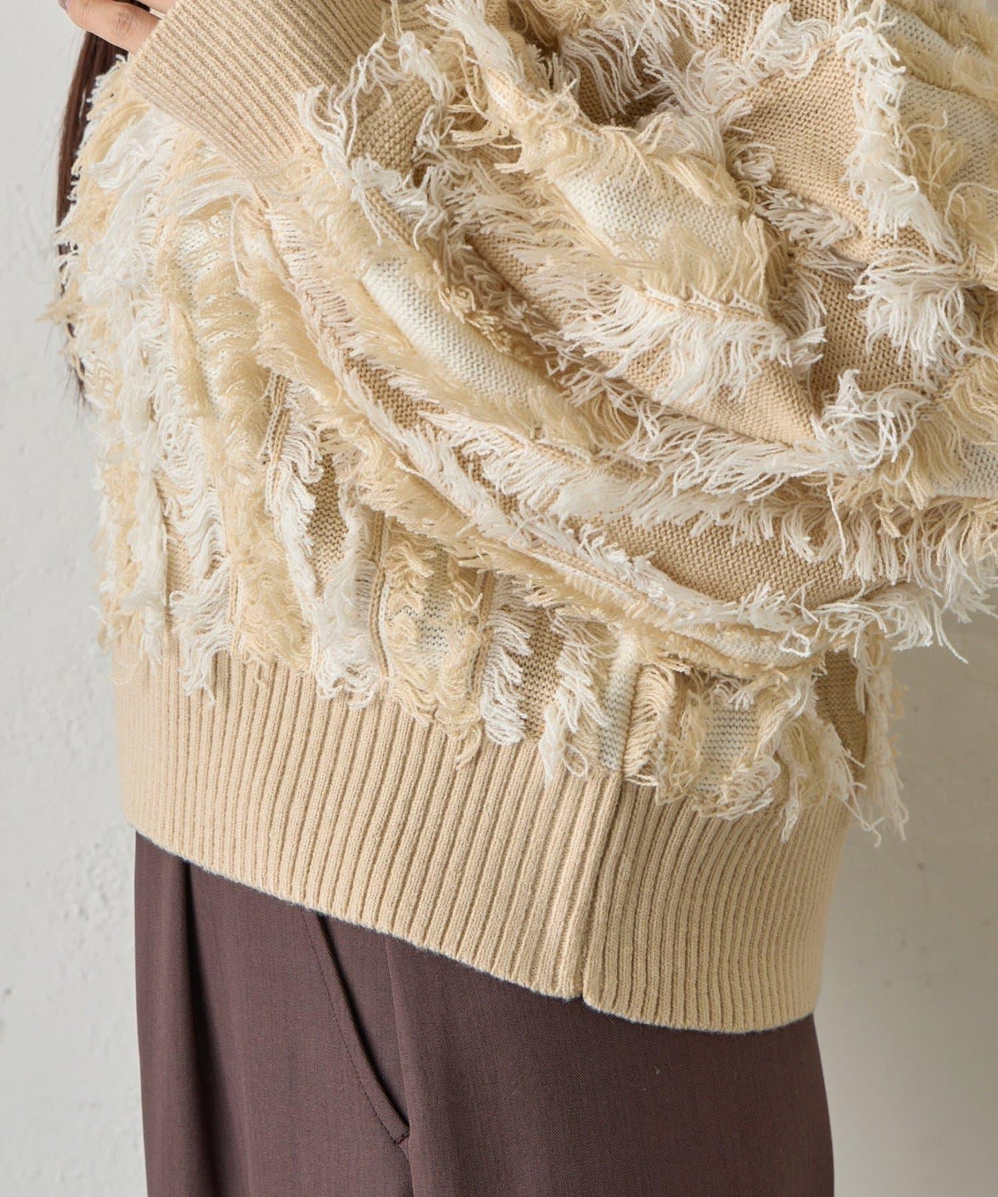 流蘇提花針織套頭衫