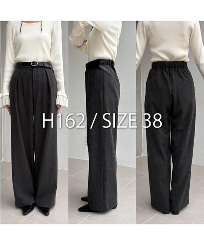 【有小個子尺碼】不對稱腰帶套裝褲