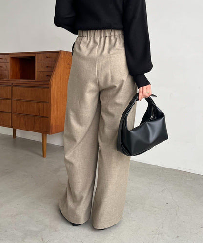 【有小個子尺碼】不對稱腰帶套裝褲