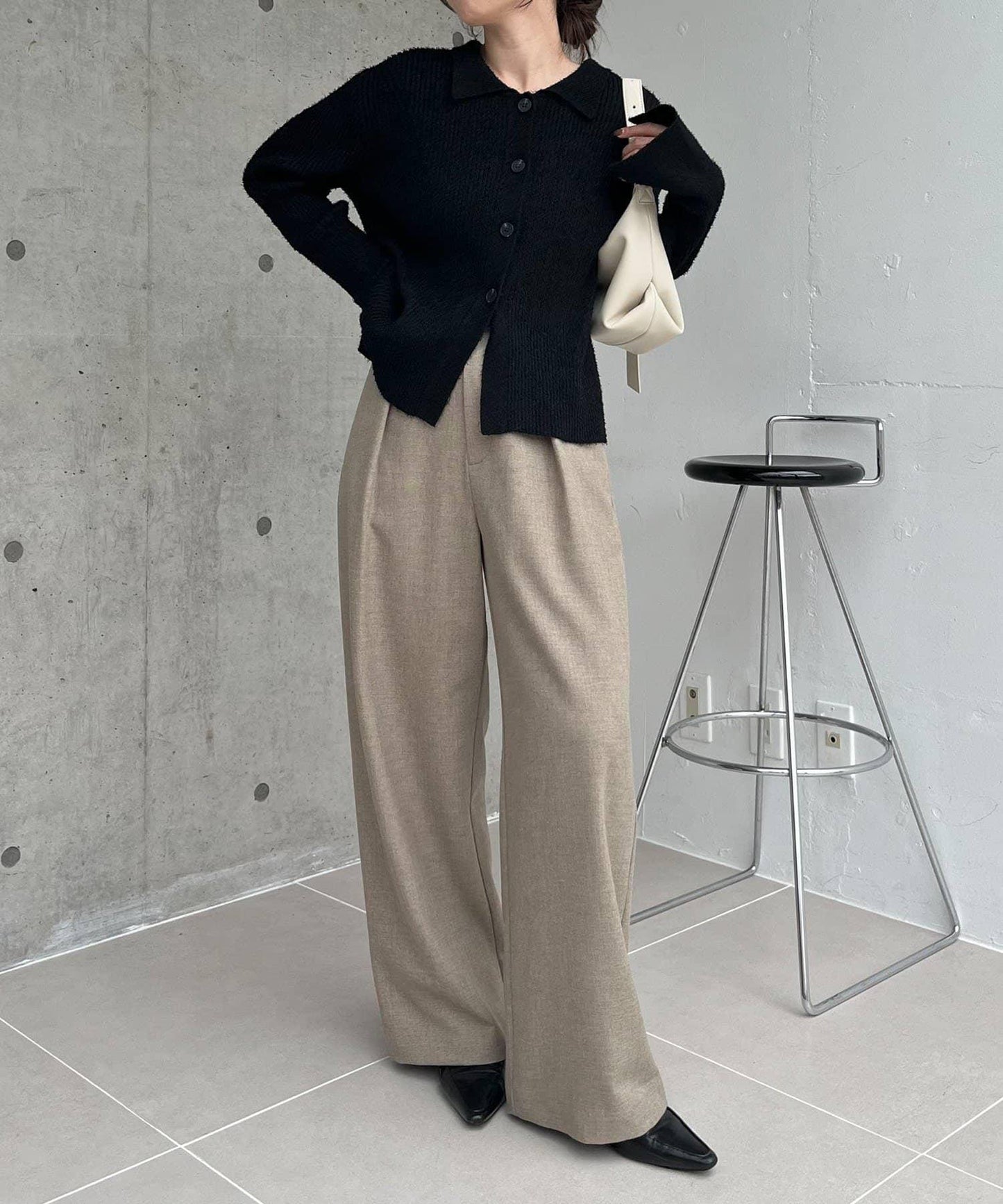 【有小個子尺碼】不對稱腰帶套裝褲