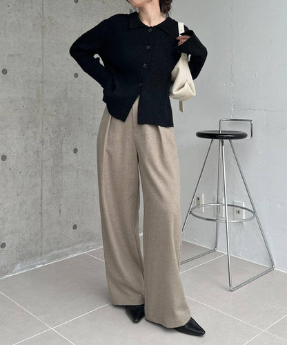 【有小個子尺碼】不對稱腰帶套裝褲