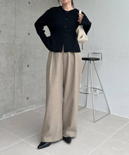 【有小個子尺碼】不對稱腰帶套裝褲